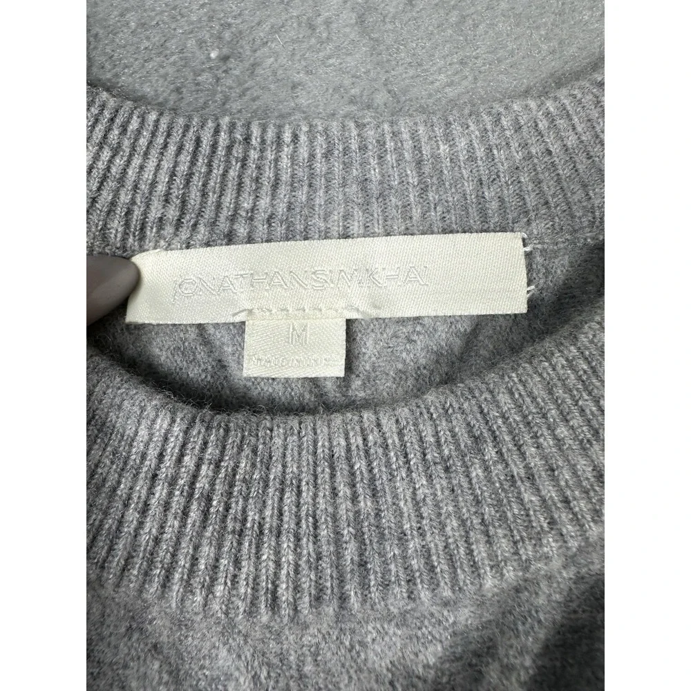 Jonathan Simkhai Gray Ribbed Wool Cashmere Bell Sleeve Peplum Sweater Medium